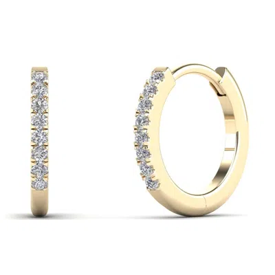 Pre-owned Anygolds 14k Real Diamond Hoop Earring, Real Solid Gold Micropavé Natural Genuine Diamond In 14k Yellow Gold