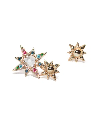 Anzie 14k Gemstone Aztec Earrings In Silver