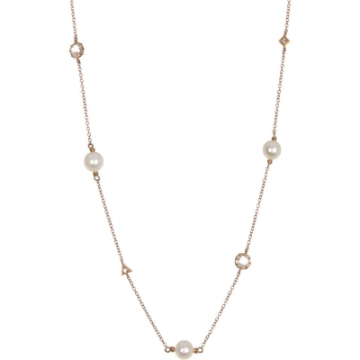 Anzie 14k Gold Cleo 7-8mm Cultured Pearl & Stone Necklace In White/gold