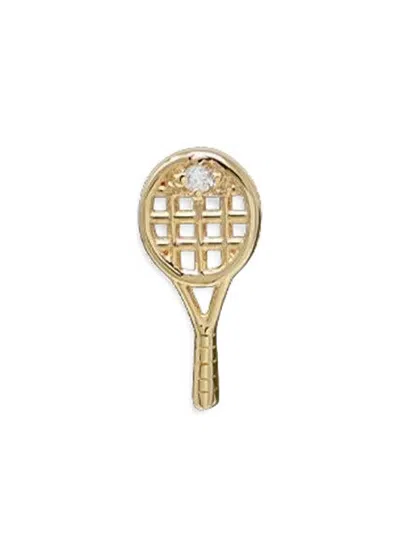Anzie 14k Yellow Gold Diamond Tennis Racket Earrings