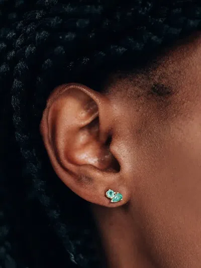 Anzie 14k Yellow Gold Emerald Stud Earrings In Brown