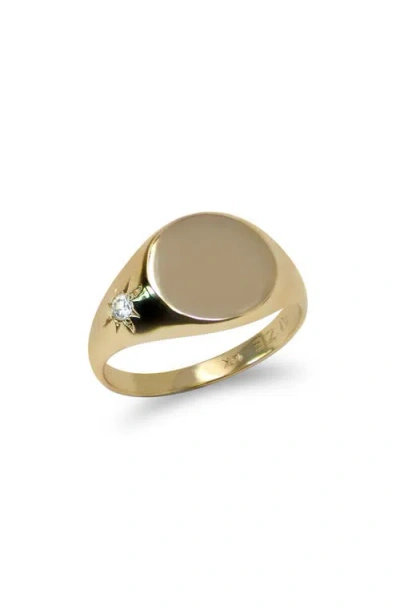 Anzie Aztec 14k Gold & Diamond Engravable Signet Ring