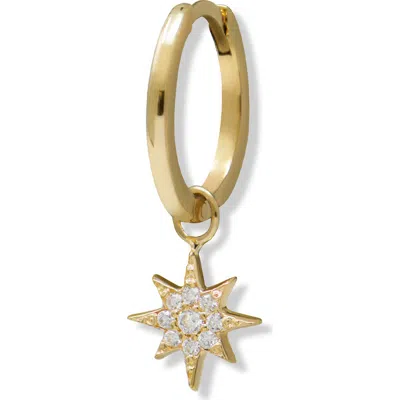 Anzie Aztec North Star Charm Single 14k Gold & Diamond Hoop Earring
