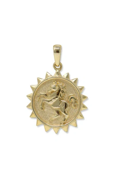 Anzie Aztec Year Of The Horse 14k Gold Medallion