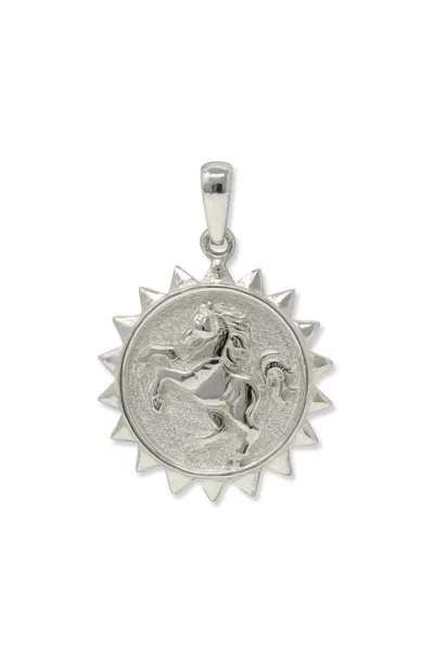 Anzie Aztec Year Of The Horse Sterling Silver Medallion In Metallic