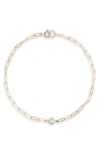 Anzie Bezel Pendant Bracelet In Aquamarine Blue