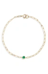 Anzie Bezel Pendant Bracelet In Emerald Green