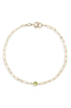 Anzie Bezel Pendant Bracelet In Peridot Green