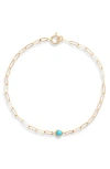Anzie Bezel Pendant Bracelet In Turquoise/ Aqua