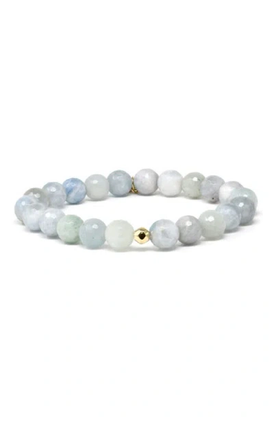 Anzie Boheme Faceted Aquamarine Beaded Stretch Bracelet