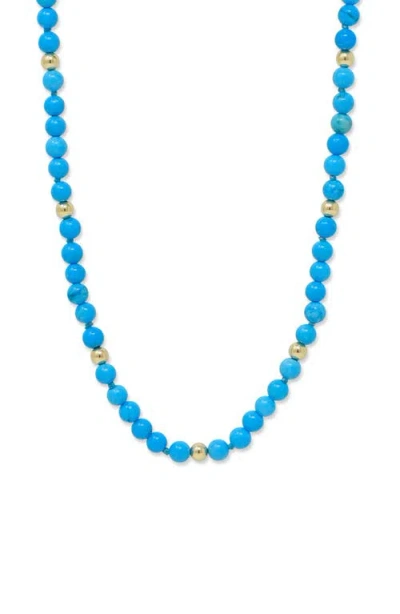 Anzie Bohème Sleeping Beauty Turquoise & 14k Gold Necklace In Blue
