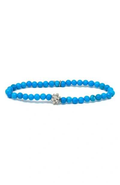 Anzie Bohème Smooth Tibetan Turquoise Stretch Bracelet In Blue