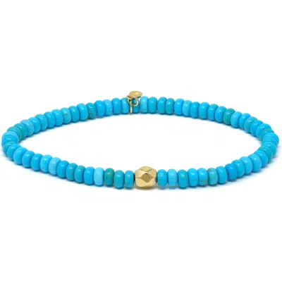 Anzie Bohème Smooth Turquoise Rondelle Stretch Bracelet In Blue