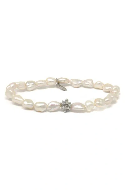 Anzie Bohème White Keshi Pearl Stretch Bracelet In Neutral