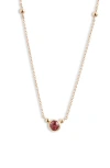 Anzie Women's Dew Drop 14k Yellow Gold & Birthstone Pendant Necklace In Malaya Garnet