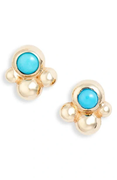 Anzie Bonheur Bubbling Brook 14k Gold Stud Earrings In Yellow Gold/blule