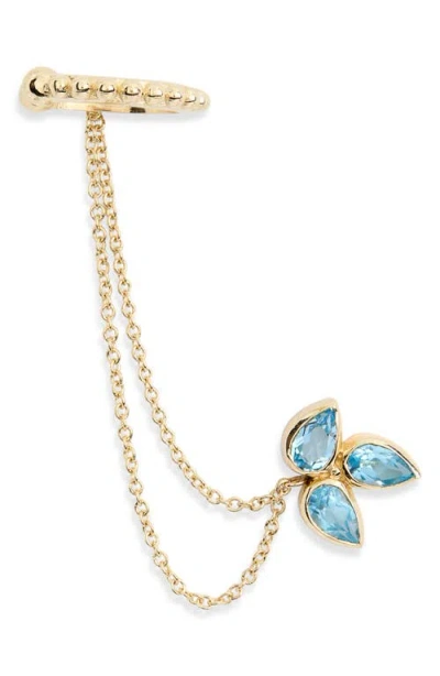 Anzie Bouquet Topaz Cuff & Stud Chain Earring In Blue