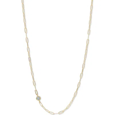 Anzie Classique Birthstone Paper Clip Chain Necklace In Blue