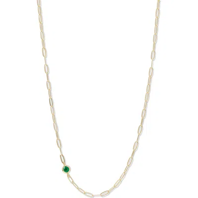 Anzie Classique Birthstone Paper Clip Chain Necklace