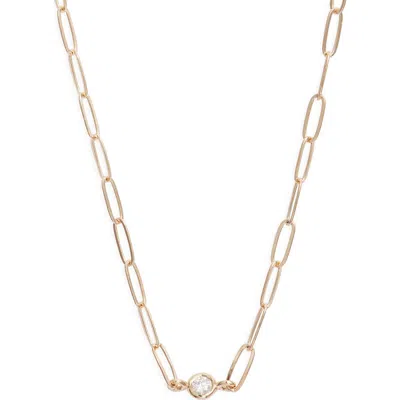 Anzie Classique Birthstone Paper Clip Chain Necklace In Gold