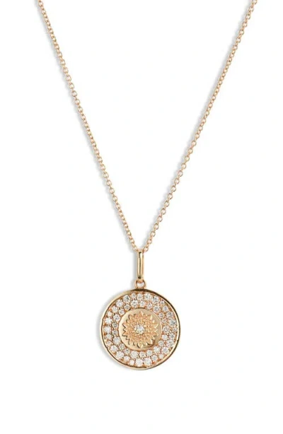 Anzie Classique Mini Milly Diamond Medallion Necklace In Gold