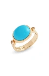 Anzie Women's Classique 14k Yellow Gold, Sleeping Beauty Turquoise & 0.06 Tcw Diamond Cocktail Ring