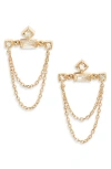 Anzie Cléo Bar Chain Drop Earrings In Yellow Gold