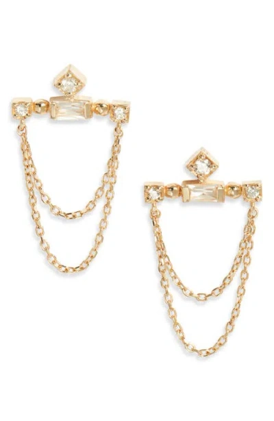 Anzie Cléo Bar Chain Drop Earrings In Yellow Gold