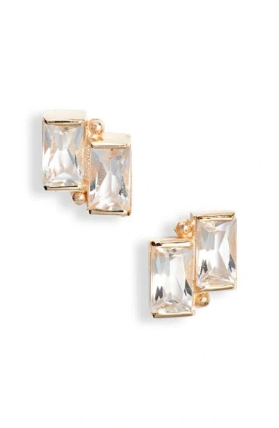 Anzie Cléo Deux Carré Stud Earrings In Yellow Gold/diamond