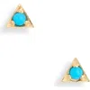 Anzie Cleo Triangle Stud Earrings In Blue