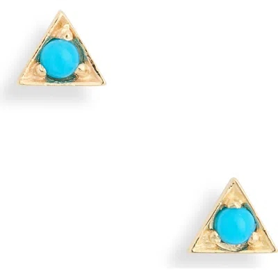 Anzie Cleo Triangle Stud Earrings In Blue