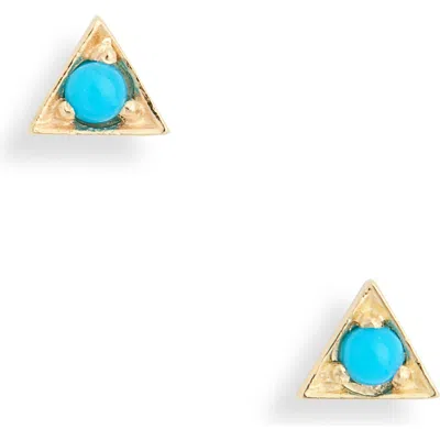 Anzie Cleo Triangle Stud Earrings In Turquoise/aqua