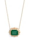 Anzie Women's Dew Drop Marine 14k Yellow Gold & Blue Topaz Pendant Necklace In Dark Green