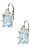 Anzie Dew Drop Carre Topaz Earrings In Blue Silver