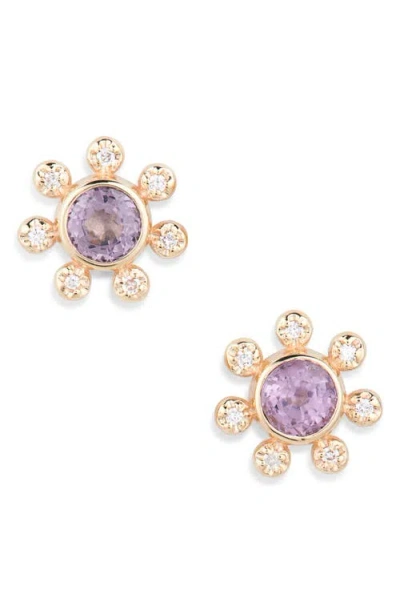 Anzie Dew Drop Étoile Semiprecious Stone & Diamond Stud Earrings In Pink