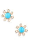 Anzie Dew Drop Étoile Semiprecious Stone & Diamond Stud Earrings In Blue