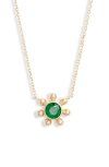 Anzie Dew Drop Marine Emerald & 14k Gold Pendant Necklace In Yellow Gold/emerald
