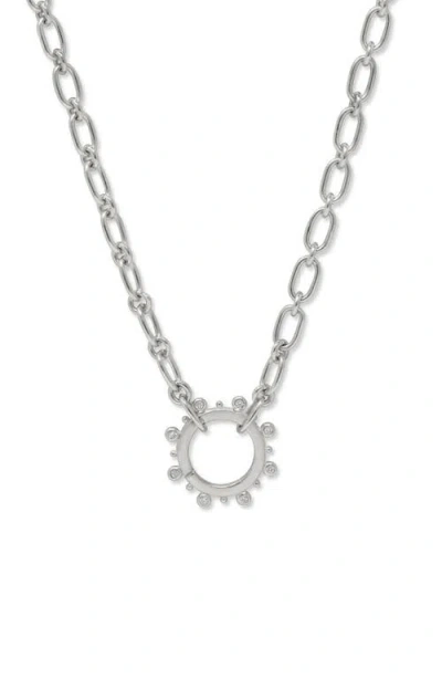 Anzie Dew Drop Marine Pavé Story Catcher Necklace In Silver