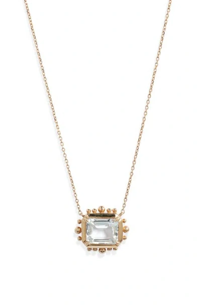 Anzie Women's Dew Drop 14k Yellow Gold & White Topaz Pendant Necklace