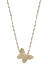 Anzie Dew Drop Pavé Diamond Butterfly Pendant Necklace