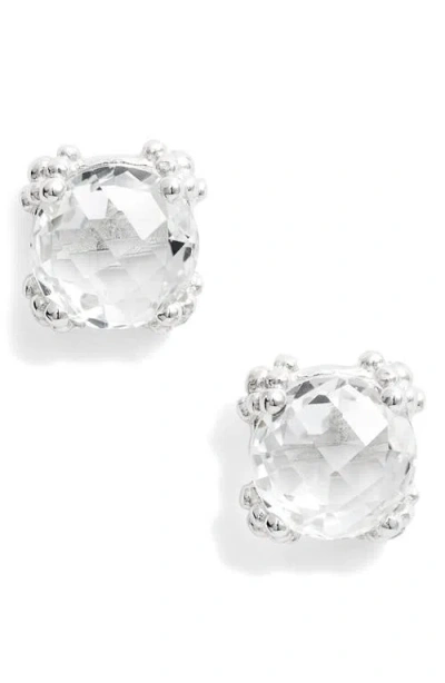 Anzie Dew Drop White Topaz Cluster Stud Earrings In Silver/white Topaz