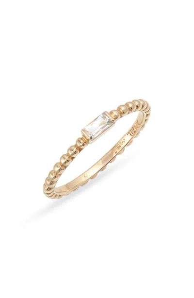 Anzie Dewdrop White Topaz Stacking Ring In Yellow Gold/white