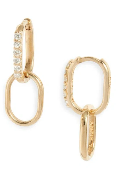 Anzie Diamond Pavé Paper Clip Hoop Earrings In Yellow Gold