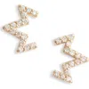 Anzie Diamond Zigzag Stud Earrings In Gold/diamond