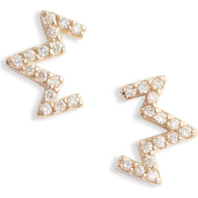 Anzie Diamond Zigzag Stud Earrings In Gold/diamond