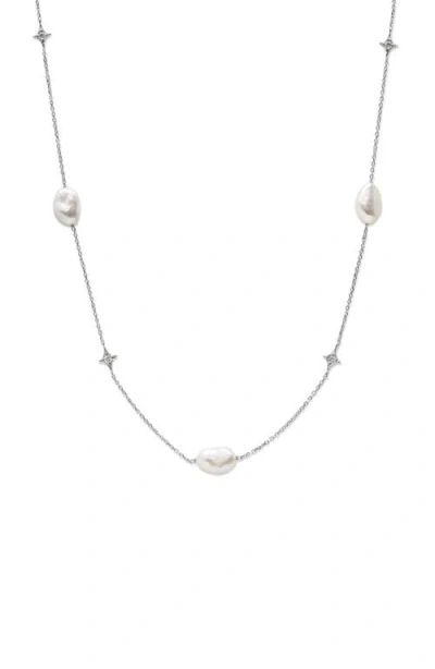 Anzie Emilia Gothic Star Cultured Pearl Necklace In Metallic