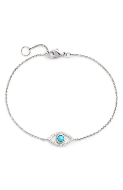 Anzie Evil Eye Turquoise Bracelet In Silver/blue