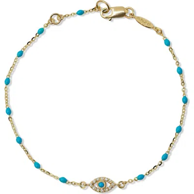 Anzie Evil Eye Turquoise Pavé Diamond Bracelet In Multi