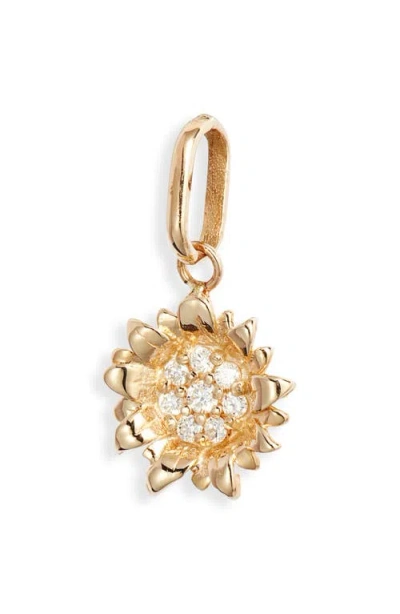 Anzie Hope Sunflower Pavé Diamond Pendant In Yellow Gold
