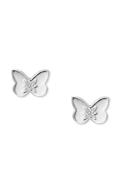 Anzie Jac + Jo Icon Mini Butterfly Stud Earrings In Silver